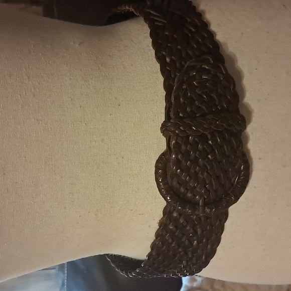 Harold's Accessories - Harold's Women Wide Braided Brown Leather Belt Country Western Boho Size S